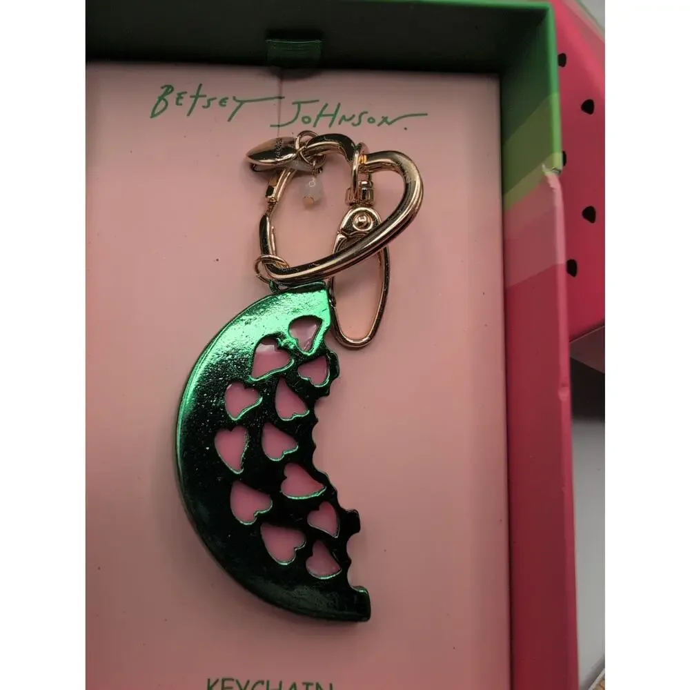 Betsey Johnson Watermelon Rhinestone Crystal Keychain Charm New with Box
